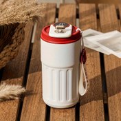 Resim 1 adet Sıcaklık Göstergeli Paslanmaz Çelik İzole Kahve Kupası, 15.5oz Çok İşlevli Seyahat Kupası, Sadece Elde Yıkama, Düğme Pili ile Yeniden Kullanılabilir Taşınabilir İçecek Seti - Noel, Cadılar Bayramı, Sevgililer Günü Hediyeleri için İdeal 