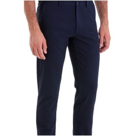 Resim Hatemoğlu Lacivert D. Slim Fit Desenli Pamuklu Yandan Cep Kanvas Pantolon Lacivert 