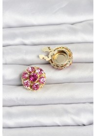 Resim Pembe Zirkon Taşlı Düğme Veya Manşet Broşu Diğer 