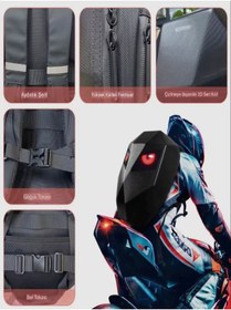 Resim DEANB LED Gözlü Su Geçirmez Sırt Çantası | Laptop, Motosiklet, Scooter, Bisiklet, 36x18x48cm 