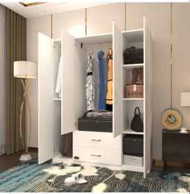 Resim Kenzlife gardırop 4 kapılı 2 çekmeceli deligül 180*160*52 byz XLA 