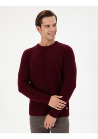 Resim U.S. Polo Assn. Erkek Regular Fit Bisiklet Yaka Bordo Kazak 50297049-VR014 