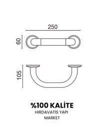 Resim Çelik Banyo Paslanmaz Pirinç Bella Küvet Tutamağı 20cm Gri 