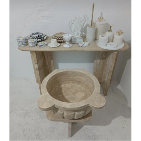 Resim Mermery Traverten Mermer Kavun Dilimli Kurna Doğal Taş Naturelston 