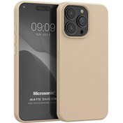 Resim Matte Silicone Apple Iphone 15 Pro Max Kılıf Gold Microsonic