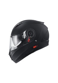 Resim Motosiklet Çene Açılır Kask Güneş Vizörlü Ce Motor Kaskı Mat Black Edition Siyah 