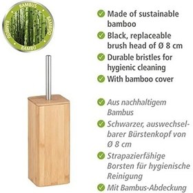 Resim Bambu Tuvalet Fırçası Tutucu, Metal, Ahşap, 37,5 X 11 X 11 Açık Ahşap 