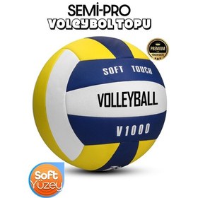 Resim Semi-pro Voleybol Topu Lamineli Beton Zemin Softtouch İç-dış Mekana Uygun 8 Panel Sarı-mavi V1000 Mavi 