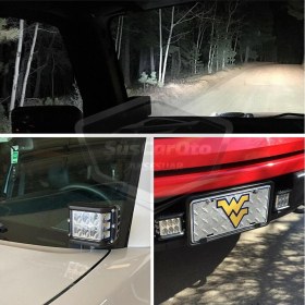 Resim Off Road LED Lamba Delici Yayıcı Beyaz-Beyaz Flaşlı Kare Sis Farı Projektör 45W 12 LED Metal Arazi Çalışma Lambası 1 Adet ONP0524 