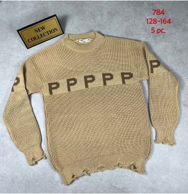 Resim Minimoda Kids Kız Çocuk Yırtık Detaylı P Desenli Kazak 