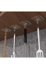 Resim GELDİMİCOM Kendinden Yapışkanlı Kancalı Mutfak Banyo Askısı Şeffaf 5 Adet 