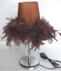 Resim Kahverengi Tüylü Abajur Çocuk Odası Yatak Odası Abajuru Kahverengi 