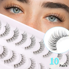Resim 10 çift doğal D-kıvrım şeffaf teriyer çapraz tipi takma kirpik 