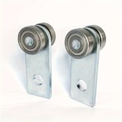 Resim Unistrut raylı sistem için uyumlu, 1-5/8" genişliğindeki ray kanallarıyla uyumlu, ağır hizmet tipi 997.9 KG kırılma dayanımına sahip, çift tekerlekli rulmanlı 400 Serisi Paslanmaz Çelik Taşıyıcı Montajı, 2'li paket 