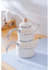 Resim Acar Made With Love Emaye Mini Çaydanlık Takımı Renkli 