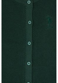 Resim U.S. Polo Assn. Kız Çocuk Koyu Yeşil Düğmeli Bisiklet Yaka Triko Hırka 50316292-VR079 