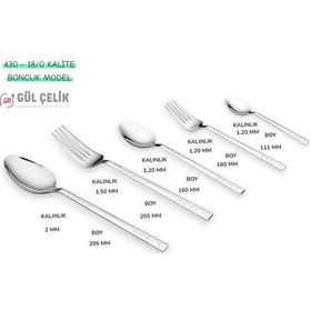Resim 36 Parça 6 Kişilik Çatal Bıçak Kaşık Seti Bıçaklı Damla Model 18,0 Kalite Kutulu-bıçak Sadedir Paslanmaz Çelik 