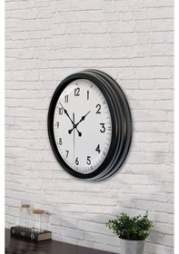 Resim 40 Cm Siyah Şık Klasik Duvar Saati Siyah 