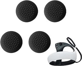 Resim (2 Set) Miimall Playstation VR2 Denetleyici Kapağı ile Uyumlu, Yumuşak Kaymaz Kontrolör Kauçuk Silikon Koruyucu Kılıf Kapak, PS VR2 için Joystick Kapakları Başparmak Kavrama Kapakları - Siyah 