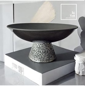 Resim Della 77-3 Alüminyum Döküm Dekoratif Kase, 26×11,5 cm İkramlık Tabak, Yeni Ev Ofis Hediyesi Gümüş Gri 