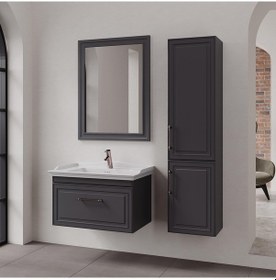 Resim Denko Era 80 Cm Antrasit Banyo Dolabı Takımı Ve Boy Dolabı Antrasit 