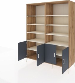 Resim Kronos Gardrop 10 Raflı 4 Kapaklı 176x59x221 Çam-antrasit/aytaşı Antrasit/aytaşı 