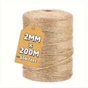 Resim 200m x 2mm Ağır Hizmet Tipi Jüt İpi, 656ft Kalın El İşi Dizisi Bahçecilik, Hediye Paketleme & Sanat Dekoru için 