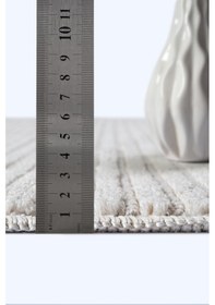 Resim Saraz Halı Yalın Microfiber Bukle Dokuma Halı Antre Hol Kesme Halı Yolluk 5771 Krem Krem Krem 