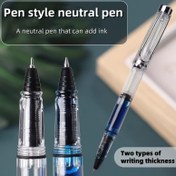 Resim 1 adet/2 adet şeffaf dolumlu mürekkep tükenmez kalem, mürekkep emer veya kartuş değiştirilebilir, iki yazı kalınlığı seçeneği: 0.5mm uçlu ve 0.38mm iğne ucu nötr kalem 