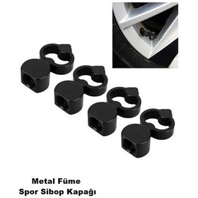 Resim Maça Sibop Kapağı Metal Füme Rengi Profesyonel Maça Logolu Metal Sibop Kapağı 4 Parça Set Füme 