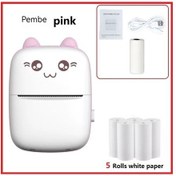 Resim Mengtuo C9 Mini Küçük Taşınabilir Cep Telefonu Bluetooth Yanlış Fotoğraf Yazıcı Pembe 5 Rulo Termal Kağıt C9 Tozu 5 Rulo Termal Kağıt 