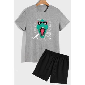 Resim Trendypassion Dinazor Baskılı Şort T-Shirt Eşofman Takımı 