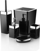 Resim Life Plus 5 Parça Akrilik Metalize Kaplamalı Lüx Banyo Seti Siyah 