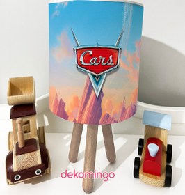 Resim dekomingo Kasaba Cars Araba Desenli Bebek Çocuk Odası Masaüstü Abajur 