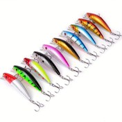 Resim 10 Adet Minnow Yemi, 7cm 7.9g, Gerçekçi Sert Yem, Dayanıklı ve Karşı Konulmaz Olta Malzemeleri Sazan, Levrek, Plastik Büyük Yem, Yüzey Olta Yemi, Karışık Renkler, ABS Gövde 