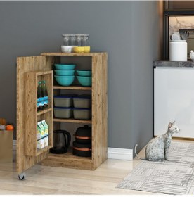 Resim Nur Mobilya Çok Amaçlı Mutfak Kiler Dolabı Atlantik Çam 