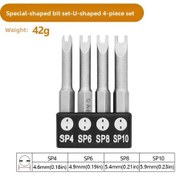 Resim Youtek Ev Aletleri Tamiri İçin 6.35mm U Tipi Yumuşak Uçlu Bits Seti - Elektrik Matkap Aksesuarı 4 Parça 