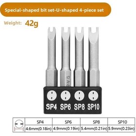 Resim Youtek Ev Aletleri Tamiri İçin 6.35mm U Tipi Yumuşak Uçlu Bits Seti - Elektrik Matkap Aksesuarı 4 Parça 