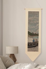 Resim Duvar Halısı Pinterest Oda Dekoru, Monet Sanat Serisi, 100cm Kanvas Flama Askılı Duvar Örtüsü NO:582 - Renkli - 5 / 30 x 100 