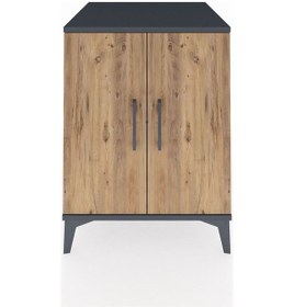 Resim Kronos Komodin Tek Raflı 2 Kapaklı 60x59x80 Antrasit-çam Antrasit 