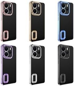 Resim m.tk moveteck Xiaomi Redmi Note 14 4G ile Uyumlu Kılıf, Tam Kamera Korumalı, Metalik Renkli Kenar, Yumuşak Şeffaf Silikon, Lensli, Lila 
