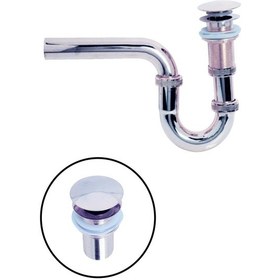 Resim Lpd Krom Lavabo Sifonu Basmalı Buton Dahil Krom 