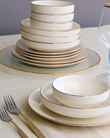 Resim Tabak Evi Sofia Altın Yaldız Porselen Yemek Takımı 24 Parça 6 Kişilik 