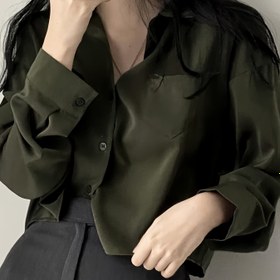 Resim Kadın Rahat Düz Renk Uzun Kollu Gömlek Cepli, Polyester %100 Dokuma Kumaş, Yaka Yaka, Tek Sıralı Bol Kesim, İlkbahar/Sonbahar Sezonu - 120g/m² 