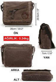 Resim Old Cotton Cargo 7136 Küçük Kahverengi Günlük Omuz Çantası Kanvas Okul Vintage Tablet Çantası 