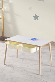 Resim Genel Markalar Çocuk Oyun Masası Aktivite Etkinlik Masası Yaz Sil Beyaz Çekmeceli 