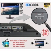 Resim 3DCOOL 3d-19ae1 19” 1080p Hdmı Vga Av Usb Ses Vesa Monitör 