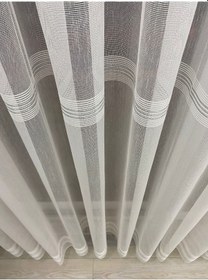 Resim İncilife Home Paris Ekru Gümüş Simli Bantlı 1/3 Sık Pileli Modern Tül Perde Ekru 