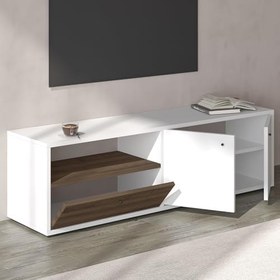 Resim Pao Kapaklı Minimal TV Sehpası - 136 cm Beyaz/Antik Ceviz 