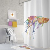 Resim Zethome Tropik Goldfish Banyo Duş Perdesi Tek Kanat 1 x 180 x 200 cm 